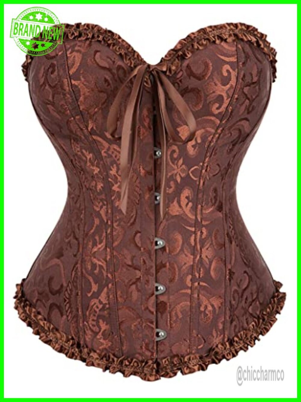 Lace Up Corset Top Overbust Body Shaper Bustier with Plastic Boning